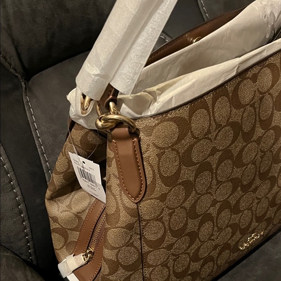 Coach Tan and Brown Signature Shoulder Bag - Picture 2 of 5